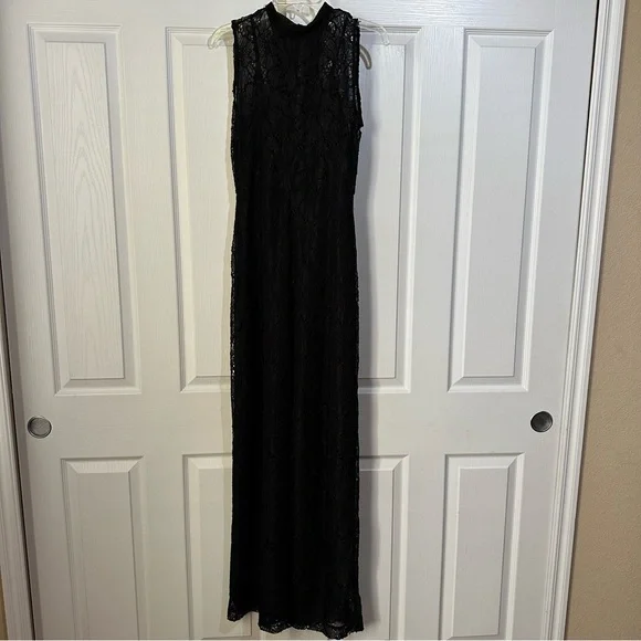 New Zara $129 Black Lace Wide Leg Jumpsuit Medium 9178/103 ZW Collection